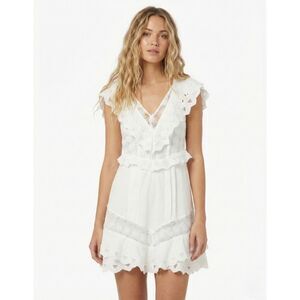 IRO Rioja White Dress Medium NWT Eyelet Lace Ruffle Mini Boho Wedding Party